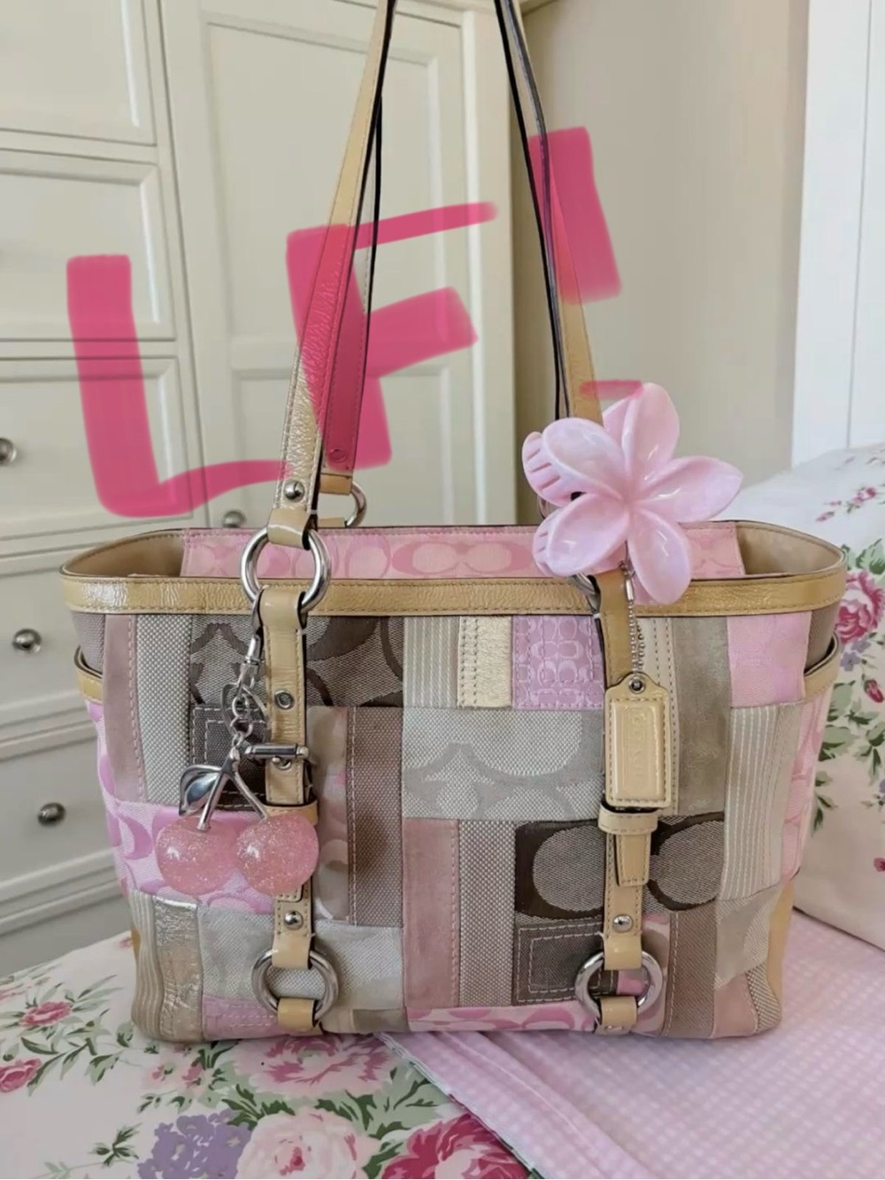 Looking for: Coach Pink Patchwork Hamptons Tote - Picture 1 of 1